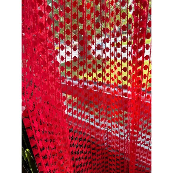 Vintage 70s net woven curtain, red mesh panel, price for each, 3 sizes available - Picture 2 of 9